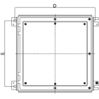 Dimensionstegning HARDO HTB1S klemkasse mål D og E monteringsafstand