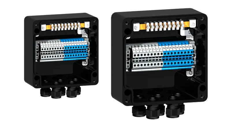 HARDO HTB1P configuration example 4 standard design with PE/PA rail for earth conductors